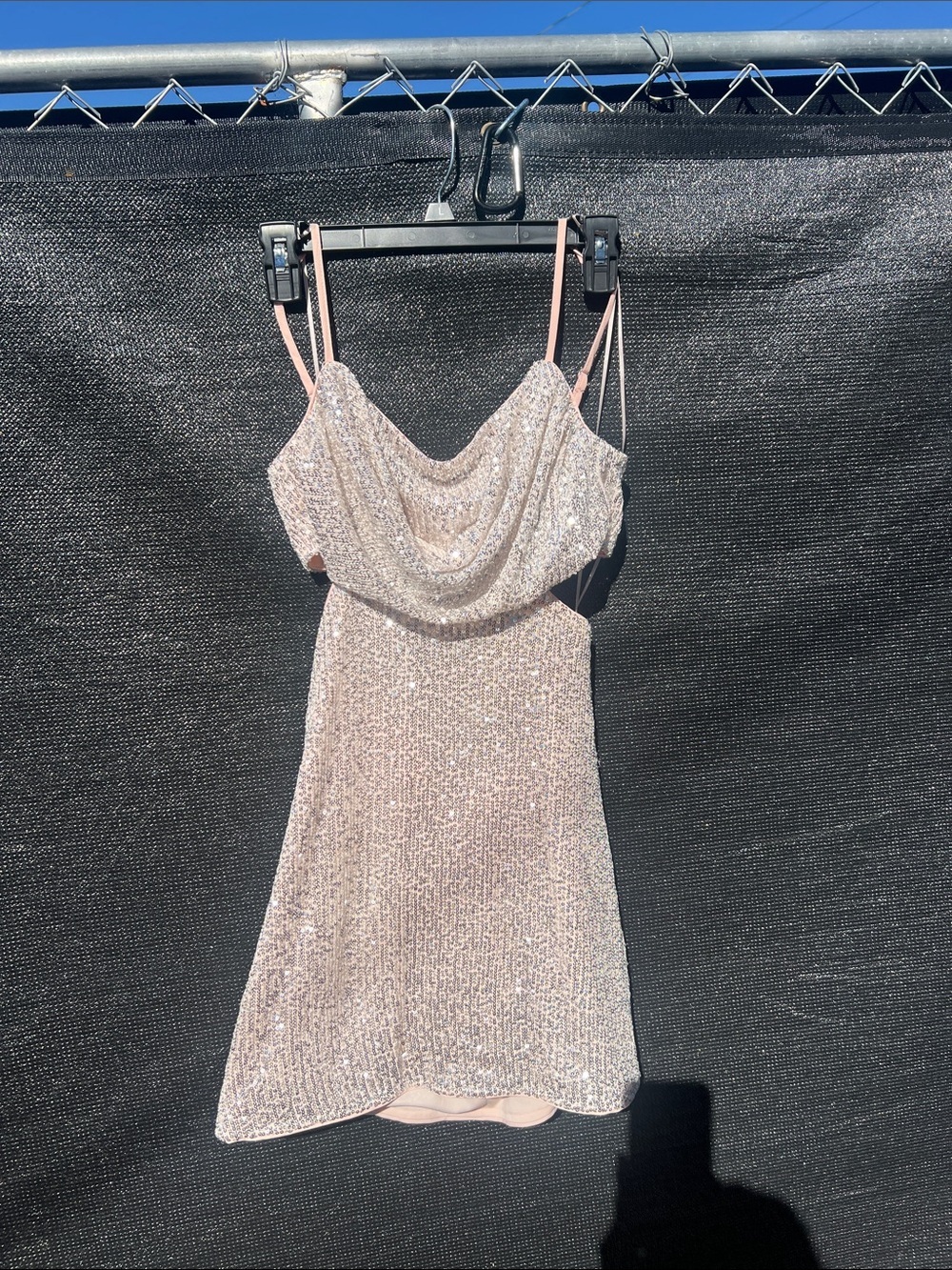 Le Lis Blush Sequin Cowl Neck Mini Dress
